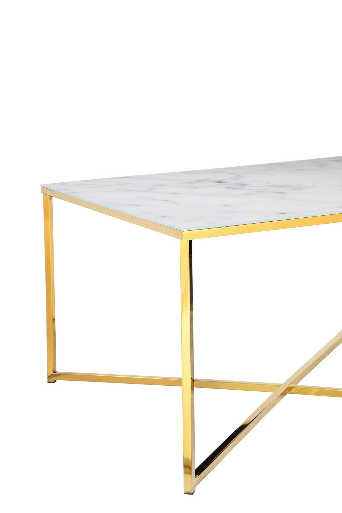 COUCHTISCH in Metall, Glas 80/80/45 cm  - Goldfarben/Weiß, Design, Glas/Metall (80/80/45cm) - Livetastic