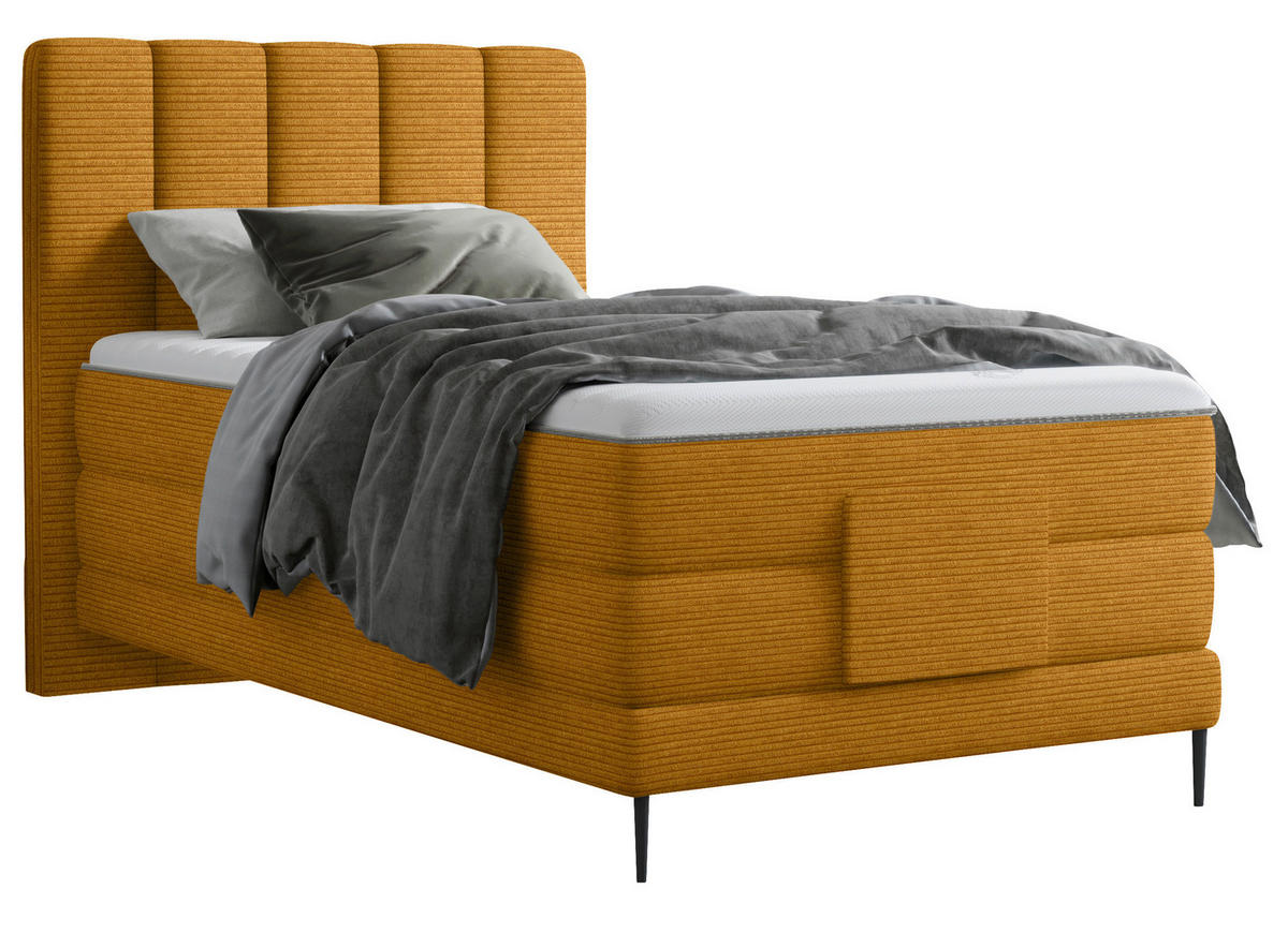 BOXSPRINGBETT 120/200 cm  in Currygelb  - Currygelb/Schwarz, Natur, Textil/Metall (120/200cm) - Esposa