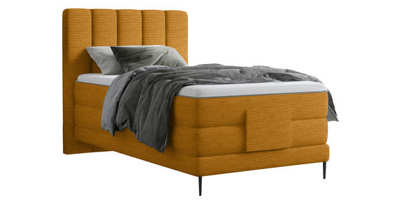 BOXSPRINGBETT 100/200 cm  in Currygelb  - Currygelb/Schwarz, Natur, Textil/Metall (100/200cm) - Esposa