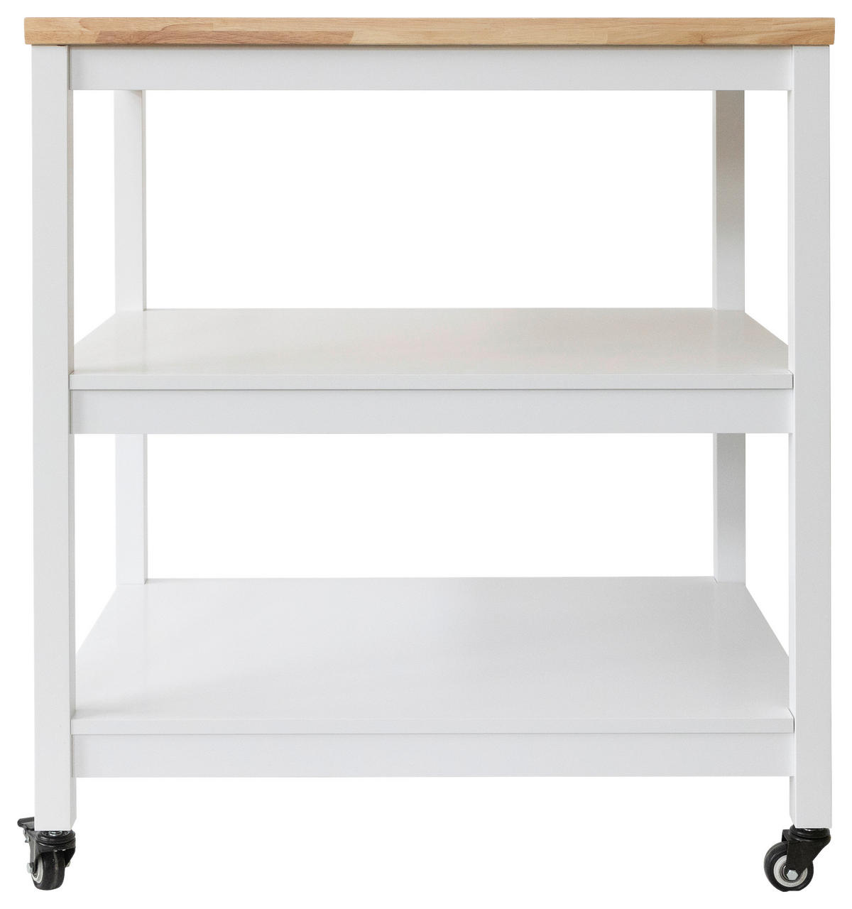 SERVIERWAGEN Kautschukholz vollmassiv Weiß  - Schwarz/Weiß, Basics, Holz/Holzwerkstoff (79/90/60cm) - MID.YOU