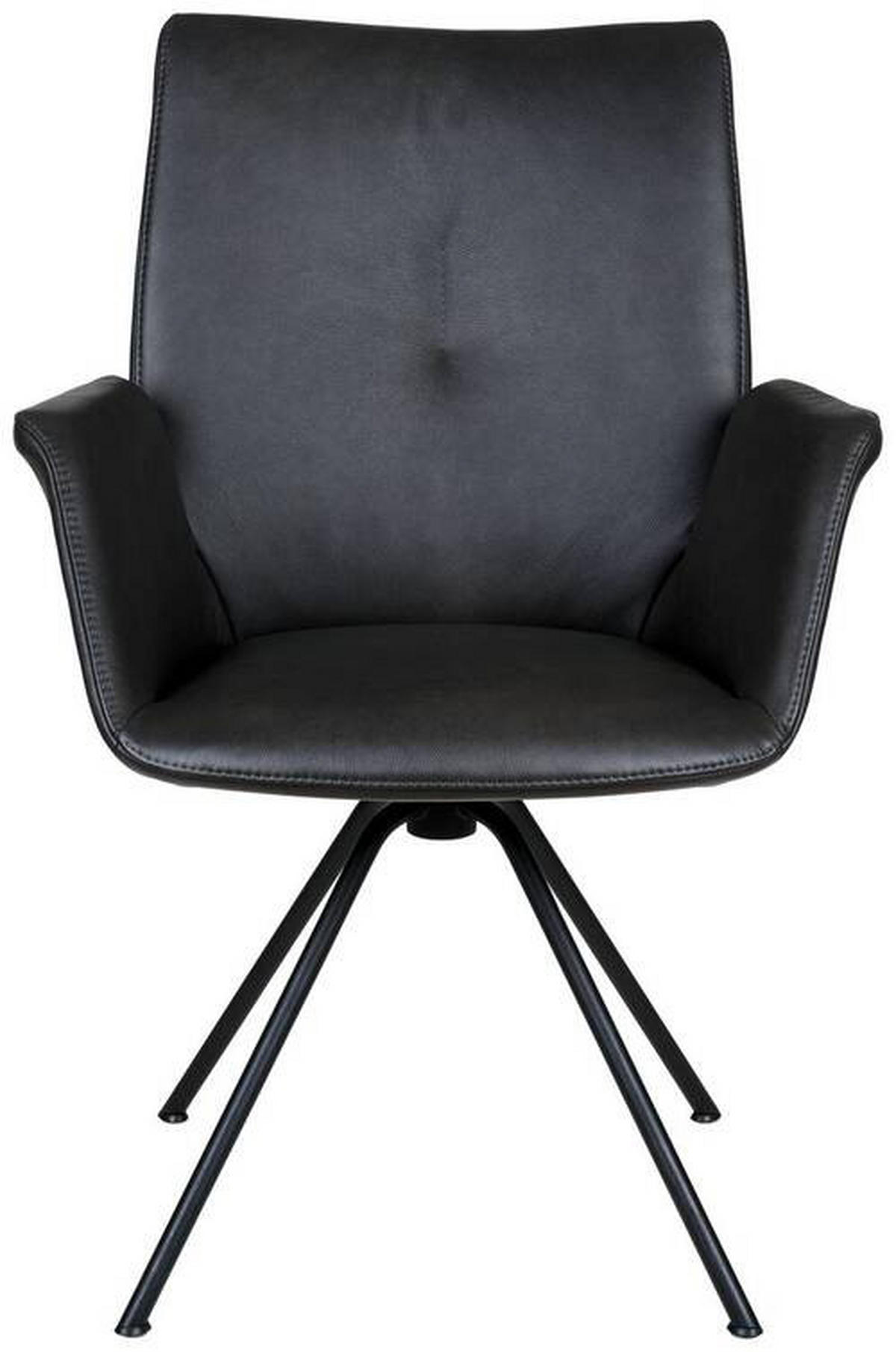 ARMLEHNSTUHL  in Stahl Echtleder  - Anthrazit/Schwarz, Design, Leder/Metall (60/90/61cm) - Dieter Knoll