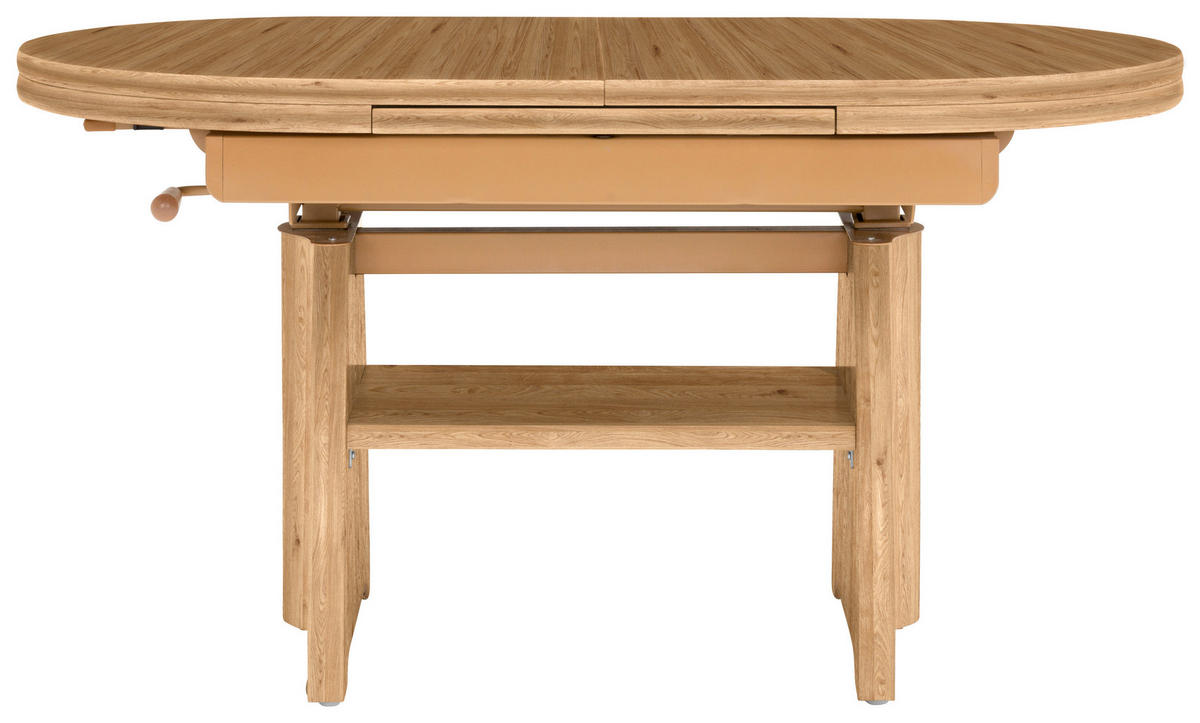 COUCHTISCH Wildeiche furniert 110-130,5/65/56-75 cm oval Wildeiche  - Wildeiche, KONVENTIONELL, Holzwerkstoff/Metall (110-130,5/65/56-75cm) - Venda