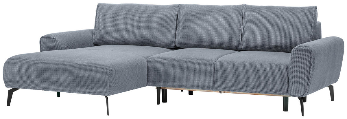 ECKSOFA in Webstoff Blaugrau  - Blaugrau/Schwarz, Design, Textil/Metall (170/272cm) - Welnova