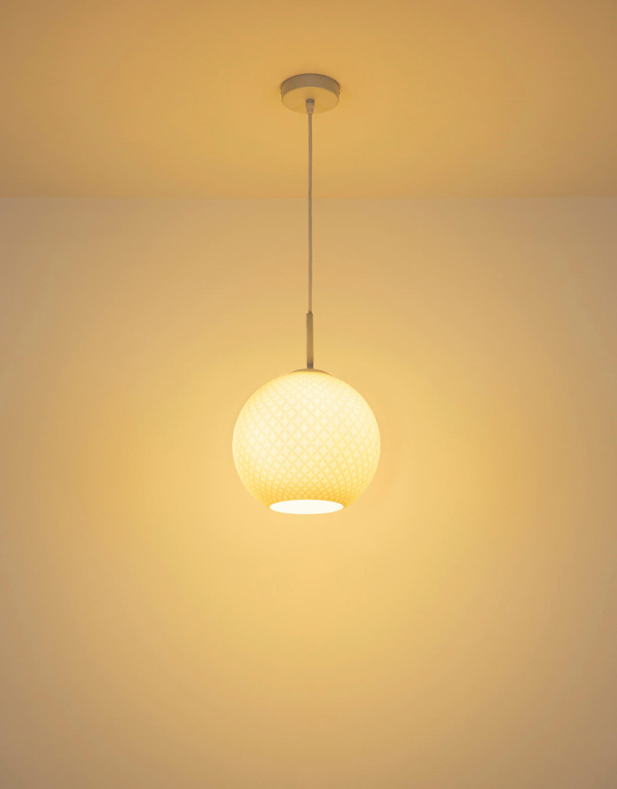 ZÁVĚSNÉ SVÍTIDLO, 25/120 cm  - bílá, Design, kov/textil (25/120cm) - Globo