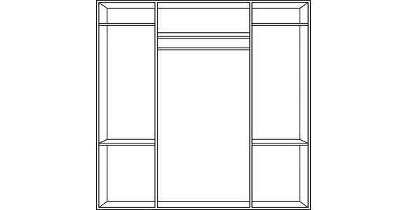KLEIDERSCHRANK 180/198/58 cm 6-türig Graphitfarben, Weiß - Alufarben/Graphitfarben, KONVENTIONELL, Glas/Holzwerkstoff (180/198/58cm) - Carryhome