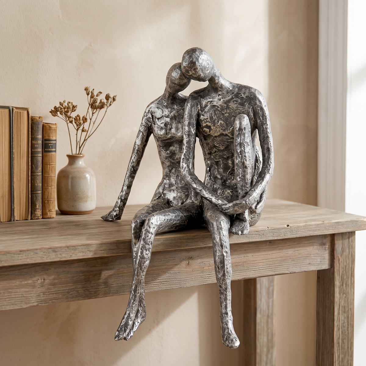 SKULPTUR - Silberfarben, Basics, Kunststoff (18/25/12cm)