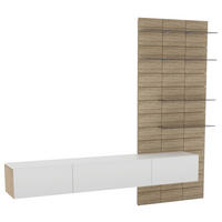 WOHNWAND 2-teilig  in Weiß, Eichefarben  256/227,5/41,4 cm  - Eichefarben/Weiß, Natur, Glas/Holz (256/227,5/41,4cm) - Voglauer