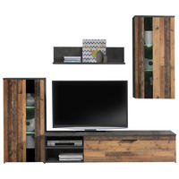 REGAL ZA DNEVNI BORAVAK boje hrasta, tamno siva   - boje hrasta/tamno siva, Moderno, staklo/drvni materijal (213/184/41,3cm) - Carryhome