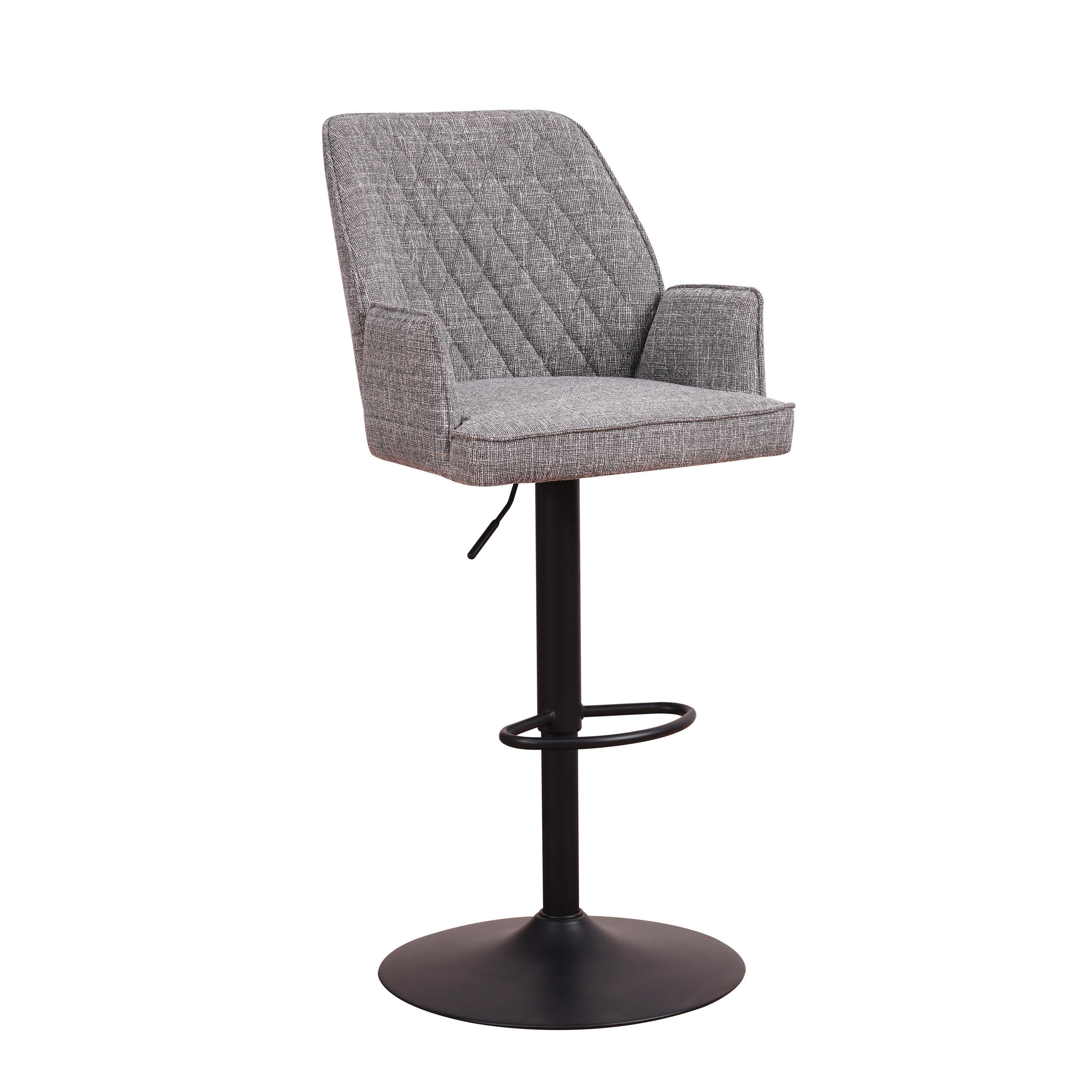 BARHOCKER-SET Chenille Hellgrau gastro- und objekttauglich, Sitzfläche 360° drehbar  - Hellgrau/Schwarz, MODERN, Textil/Metall (54/100/58cm) - MID.YOU