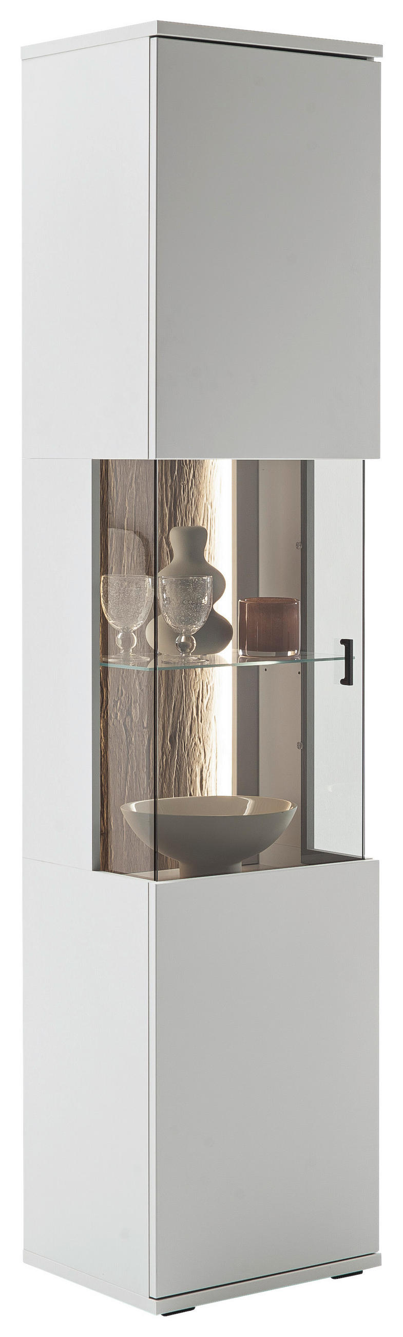 VITRINE in Weiß, Eichefarben  - Eichefarben/Anthrazit, Design, Glas/Holzwerkstoff (45/199/37cm) - Stylife