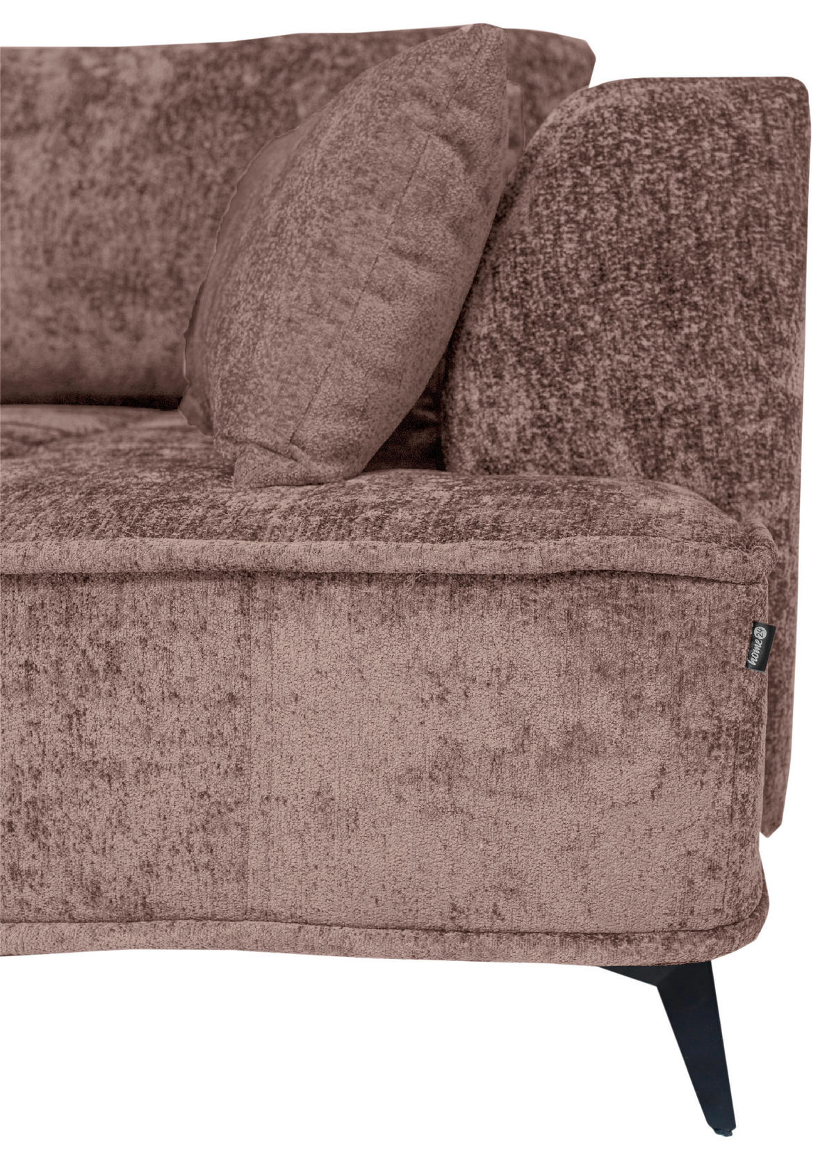 BIGSOFA Chenille Altrosa  - Schwarz/Altrosa, Design, Textil/Metall (250/90/120cm) - home24
