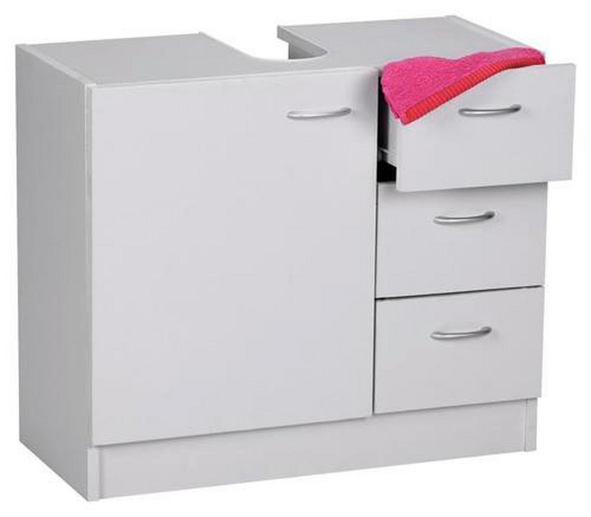 WASCHBECKENUNTERSCHRANK 63/54/30 cm  - Weiss/Silberfarben, Basics, Holzwerkstoff/Kunststoff (63/54/30cm) - MID.YOU