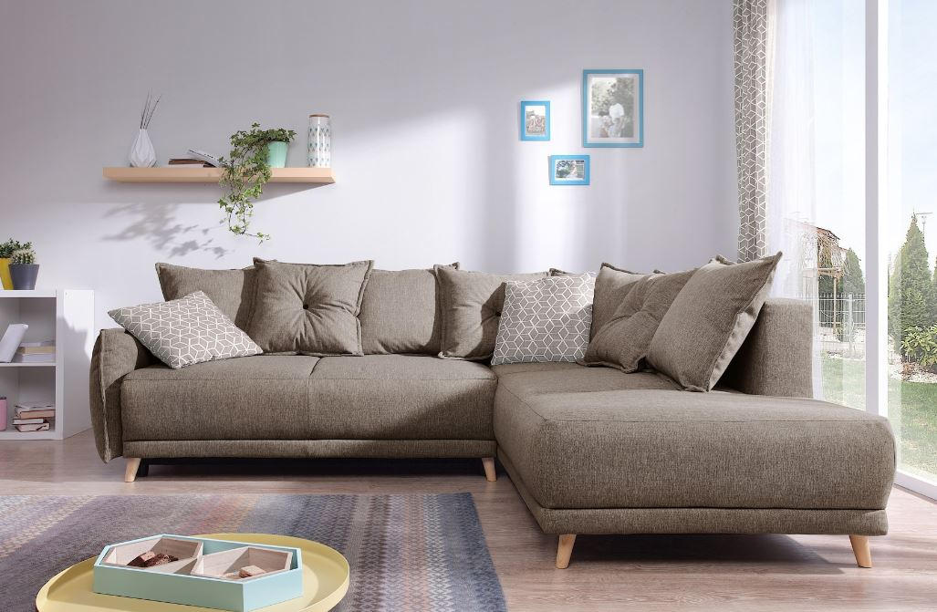 HÖRNBÄDDSOFFA i tyg ljusbrun - beige/furufärgad, Basics, trä/textil (235/190cm) - MID.YOU