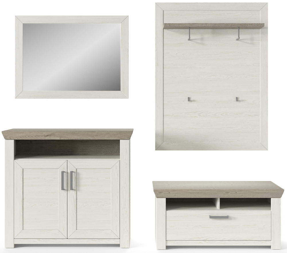 GARDEROBE 4-teilig in 225/201/51,2 cm - Eichefarben/Pinienfarben, Basics, Holzwerkstoff (225/201/51,2cm) - SetOne by Musterring