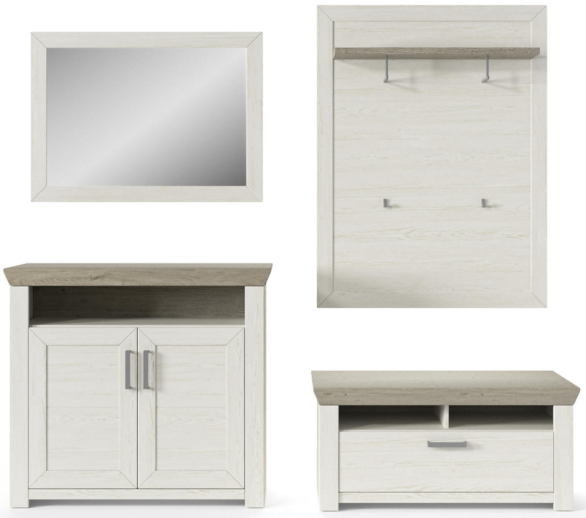 GARDEROBE 4-teilig  in 225/201/51,2 cm  - Eichefarben/Pinienfarben, Basics, Holzwerkstoff (225/201/51,2cm) - SetOne by Musterring