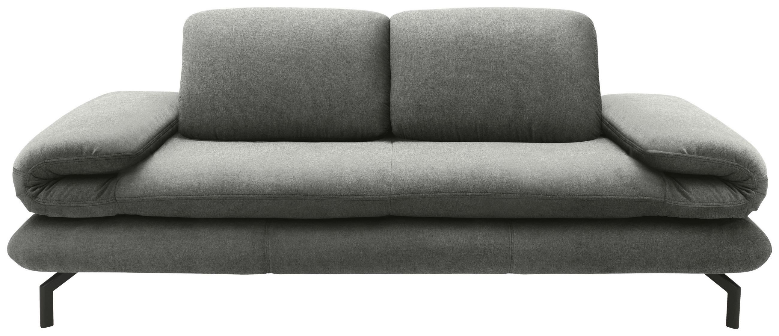 2-SITZER-SOFA Webstoff Grau  - Schwarz/Grau, Design, Textil/Metall (204 (264)/83 (110)/98cm) - LOOKS by W.Joop