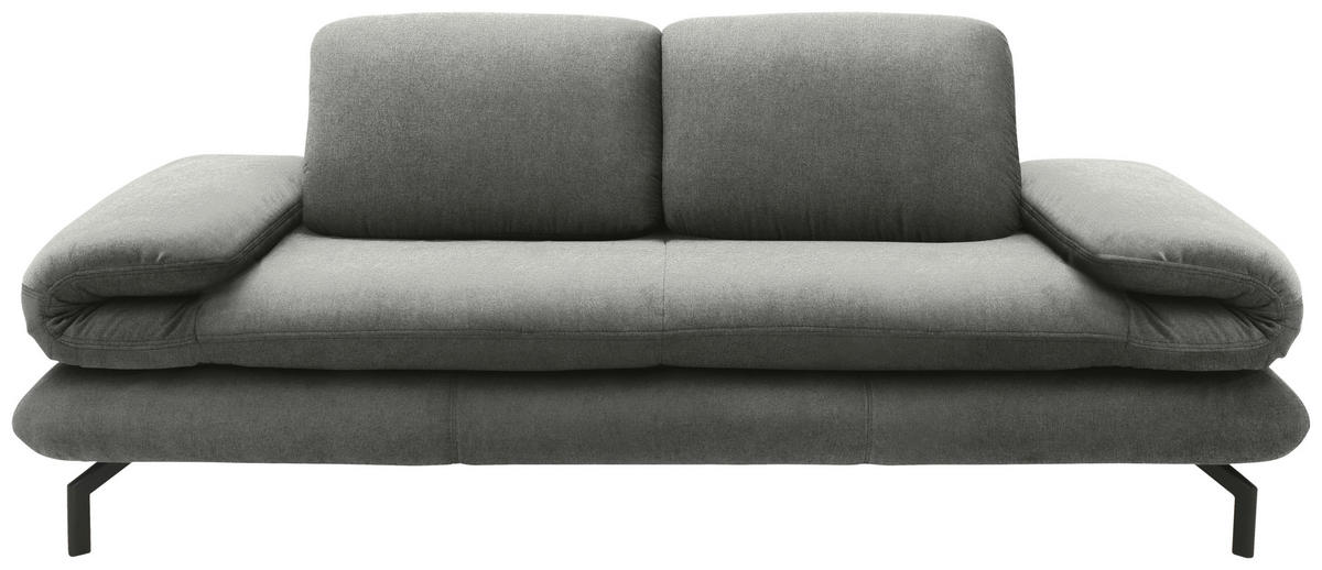 2-SITZER-SOFA Webstoff Grau  - Schwarz/Grau, Design, Textil/Metall (204 (264)/83 (110)/98cm) - LOOKS by W.Joop