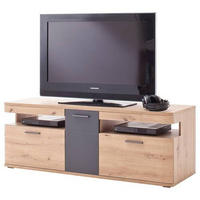 KOMODA POD TELEVIZI, antracitová, barvy dubu, 150/55/50 cm - černá/barvy dubu, Design, kov/kompozitní dřevo (150/55/50cm) - Livetastic