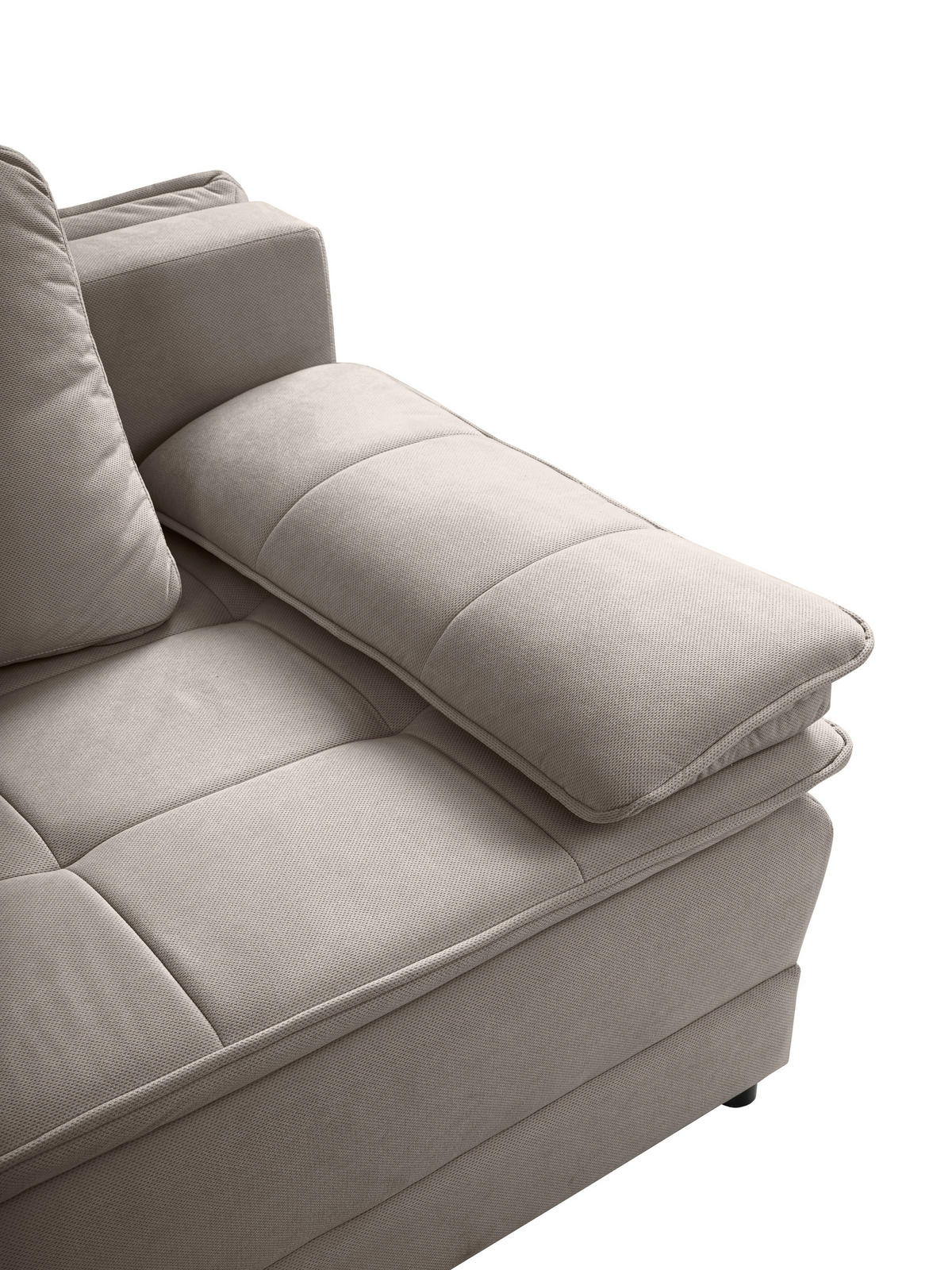 SCHLAFSOFA  mit Liegefunktion Webstoff Taupe  - Taupe/Schwarz, MODERN, Kunststoff/Textil (202/73-92/105cm) - MID.YOU