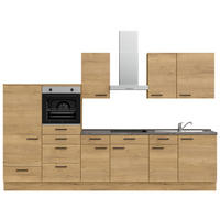 KÜCHENLEERBLOCK 330 cm   in Eichefarben, Schieferfarben  - Schieferfarben/Eichefarben, MODERN, Holzwerkstoff/Metall (330cm) - Nobilia