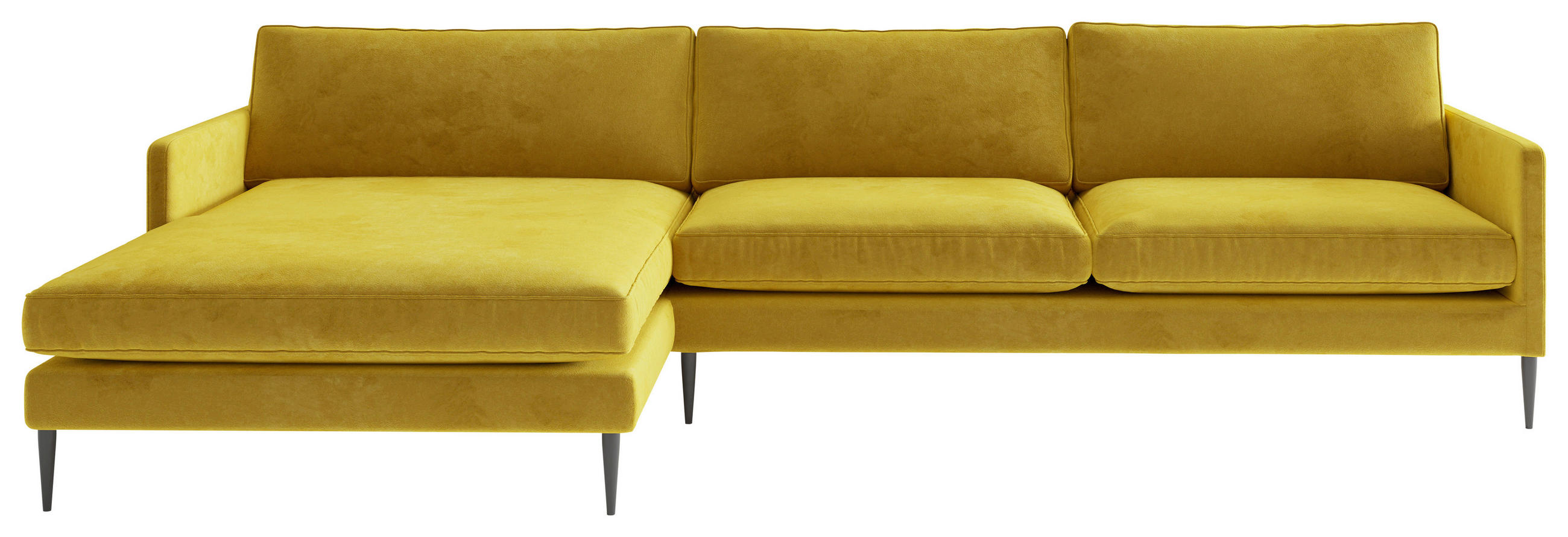 ECKSOFA 154/277 cm Justin in Samt, Velours Goldfarben  154/277 cm  - Goldfarben, Design, Textil/Metall (154/277cm) - Livetastic