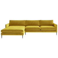 ECKSOFA 154/277 cm Justin in Samt, Velours Goldfarben  154/277 cm  - Goldfarben, Design, Textil/Metall (154/277cm) - Livetastic
