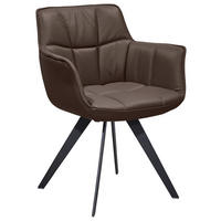 ARMLEHNSTUHL  , Beinauswahl, Lederauswahl, Stoffauswahl, Typenauswahl, inklusive Armlehnen  ,  , Echtleder  - Dunkelbraun/Schwarz, Design, Leder/Metall (67/85/60cm) - Musterring