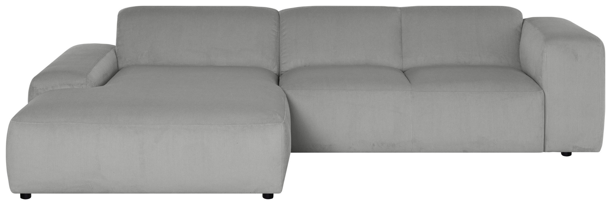 ECKSOFA HANNAH Hellgrau Cord  - Hellgrau/Schwarz, Design, Kunststoff/Textil (200/304cm) - MID.YOU
