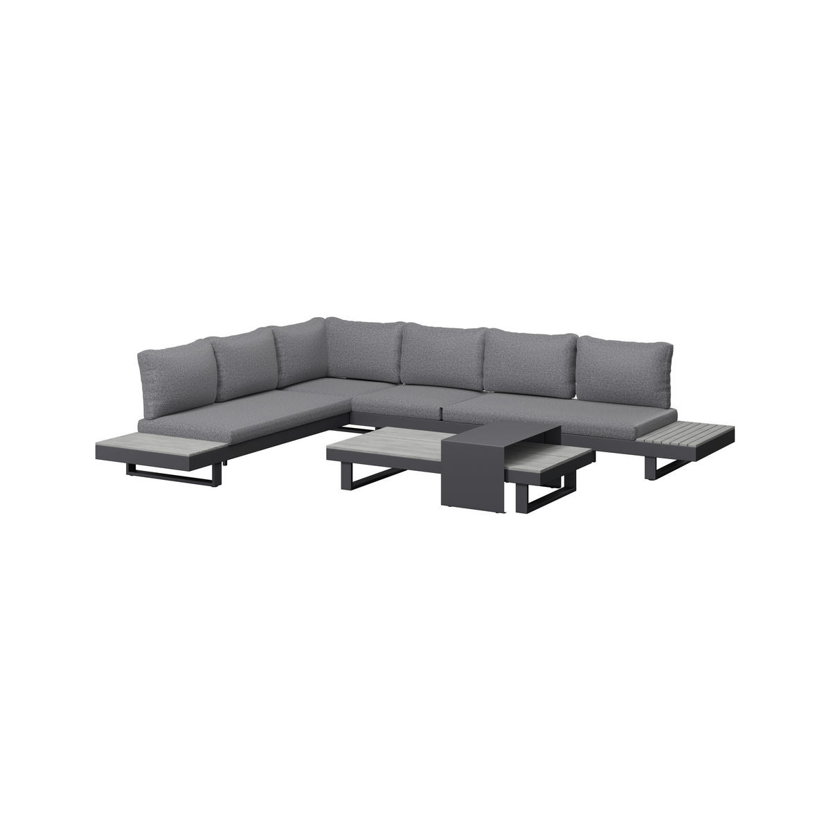 LOUNGEGARNITUR 245/329 cm Aluminium  - Dunkelgrau/Anthrazit, MODERN, Kunststoff/Textil (245/329cm) - Ambia Garden