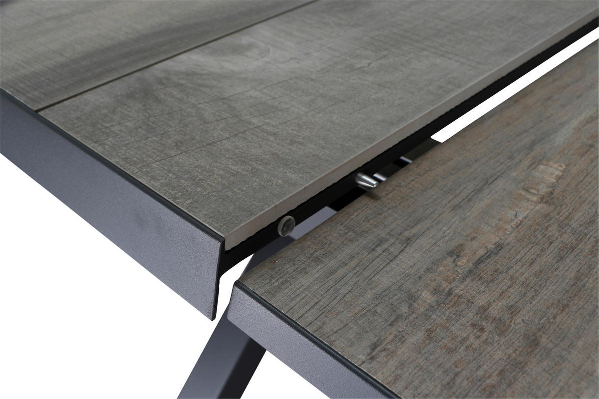 GARTENTISCH 160-200/90/77 cm Metall rechteckig  - Graubraun/Anthrazit, Basics, Keramik/Metall (160-200/90/77cm) - Siena Garden