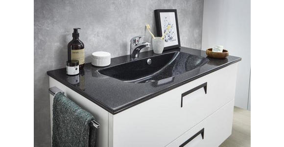 BADEZIMMER - Anthrazit/Weiß, Design, Glas/Naturmaterialien (97cm) - Dieter Knoll