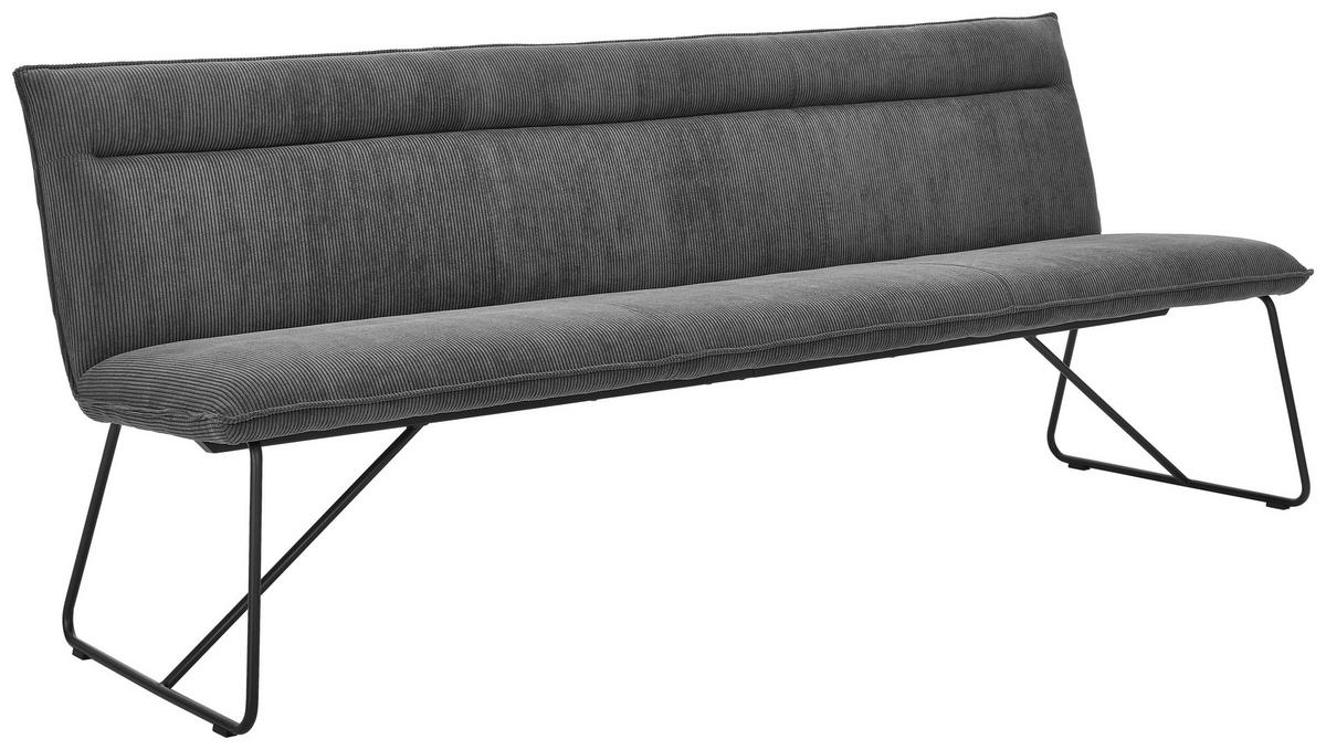 SITZBANK 220/88/66 cm Cord Anthrazit Metall  - Anthrazit/Schwarz, Design, Textil/Metall (220/88/66cm) - Johann Jakob