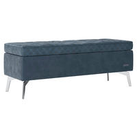 BETTBANK 143/54/51 cm   - Chromfarben/Graublau, Design, Textil/Metall (143/54/51cm) - Joop!