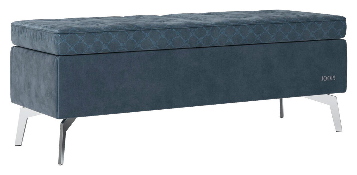 BETTBANK 143/54/51 cm   - Chromfarben/Graublau, Design, Textil/Metall (143/54/51cm) - Joop!