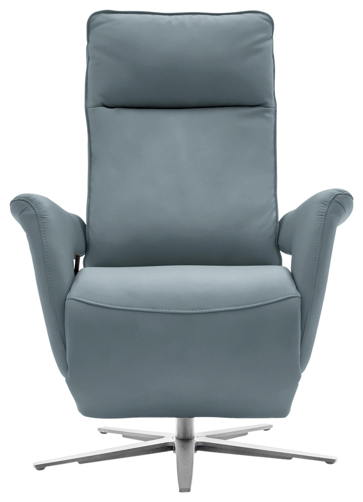 RELAXSESSEL in Leder Blaugrau  - Edelstahlfarben/Blaugrau, Design, Leder/Metall (79-83/116/87-176cm) - Valdera