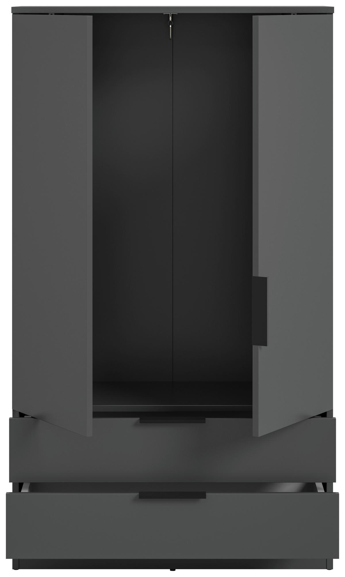 DREHTÜRENSCHRANK 80/140/37 cm,  in Anthrazit, 2-türig  - Anthrazit/Schwarz, MODERN, Holzwerkstoff/Kunststoff (80/140/37cm) - MID.YOU