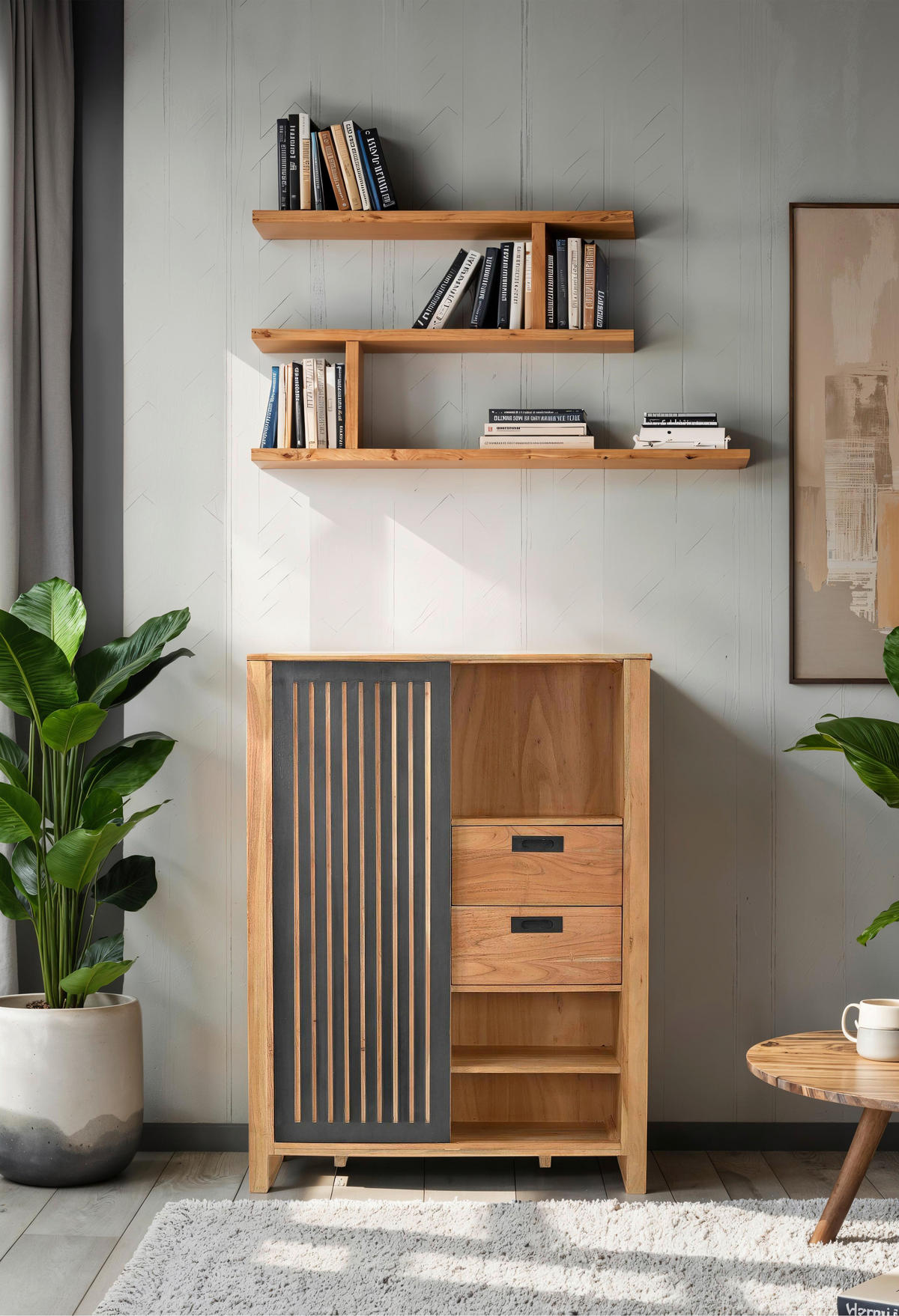 KOMMODE  in 100/135/40 cm  - Schwarz/Naturfarben, KONVENTIONELL, Holz/Metall (100/135/40cm) - Livetastic