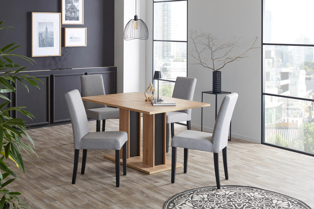 ESSTISCH rechteckig Eiche Artisan  - Schwarz/Eiche Artisan, KONVENTIONELL, Holzwerkstoff (138/74/90cm) - home24