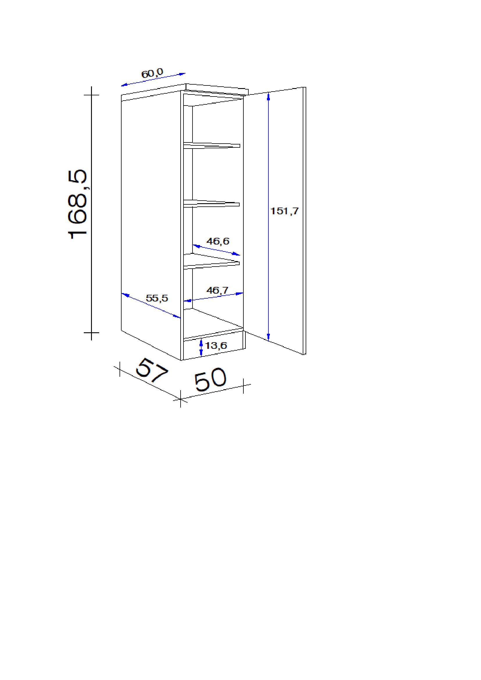 GESCHIRRSCHRANK 50/168,5/60 cm  in Weiß, Sonoma Eiche  - Alufarben/Weiß, KONVENTIONELL, Holzwerkstoff/Kunststoff (50/168,5/60cm) - FlexWell