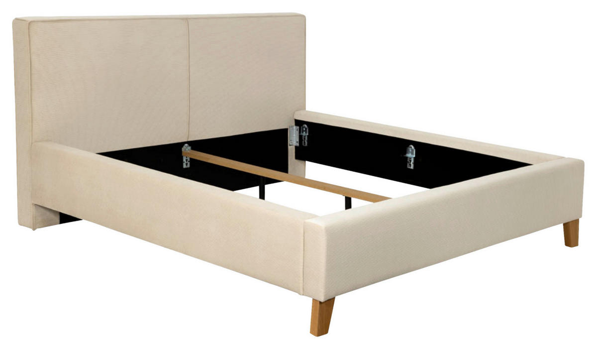 POLSTERBETT Creme 180/200 cm  - Eichefarben/Creme, MODERN, Holz/Textil (180/200cm) - MID.YOU