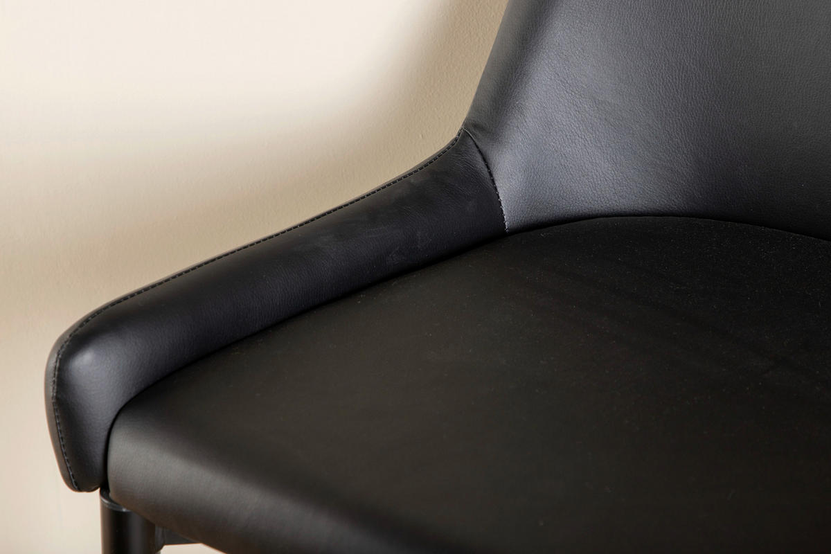 BARHOCKER-SET Lederlook (vegan) Schwarz Stahl abwischbar  - Schwarz, Design, Kunststoff/Textil (48/105/57cm) - Livetastic