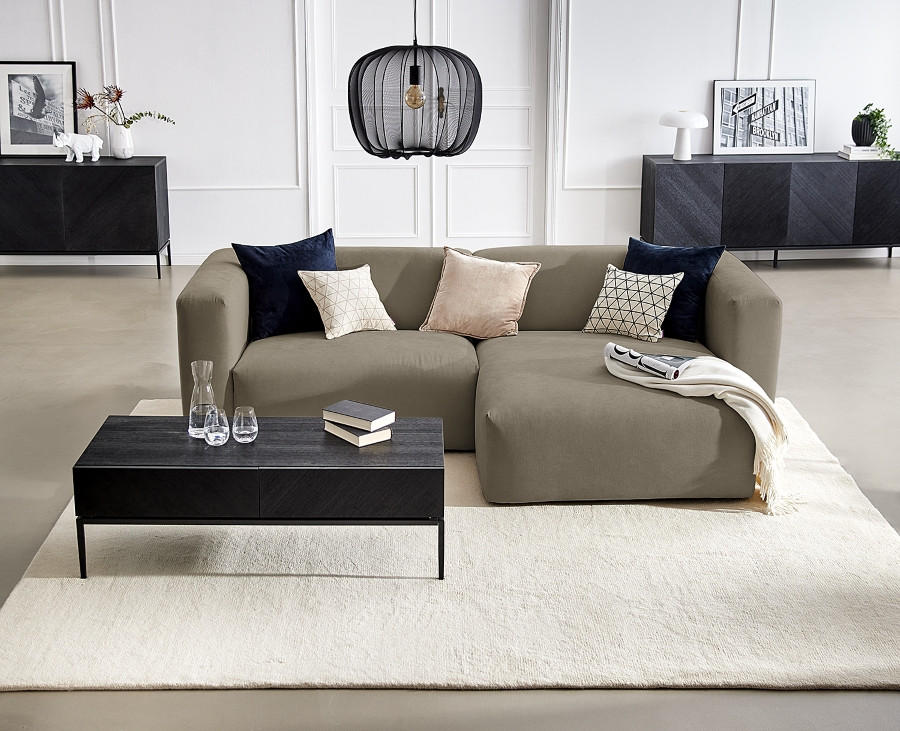ECKSOFA in Struktur Dunkelgrau  - Dunkelgrau, Modern, Textil (255/72/160cm) - Trendmanufaktur
