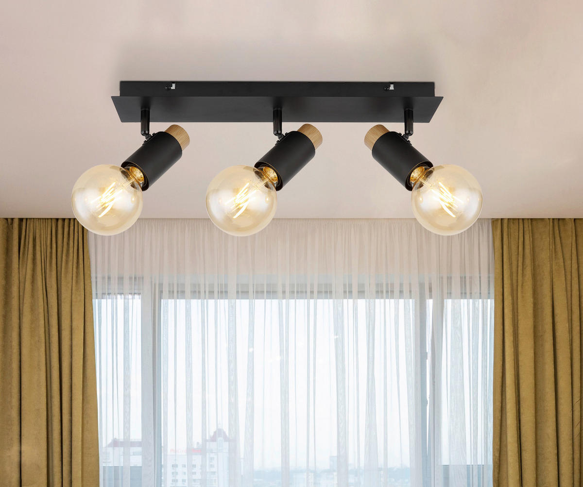 STRAHLER - Dunkelbraun/Schwarz, Design, Holz/Metall (48,5/8/14,5cm) - Globo