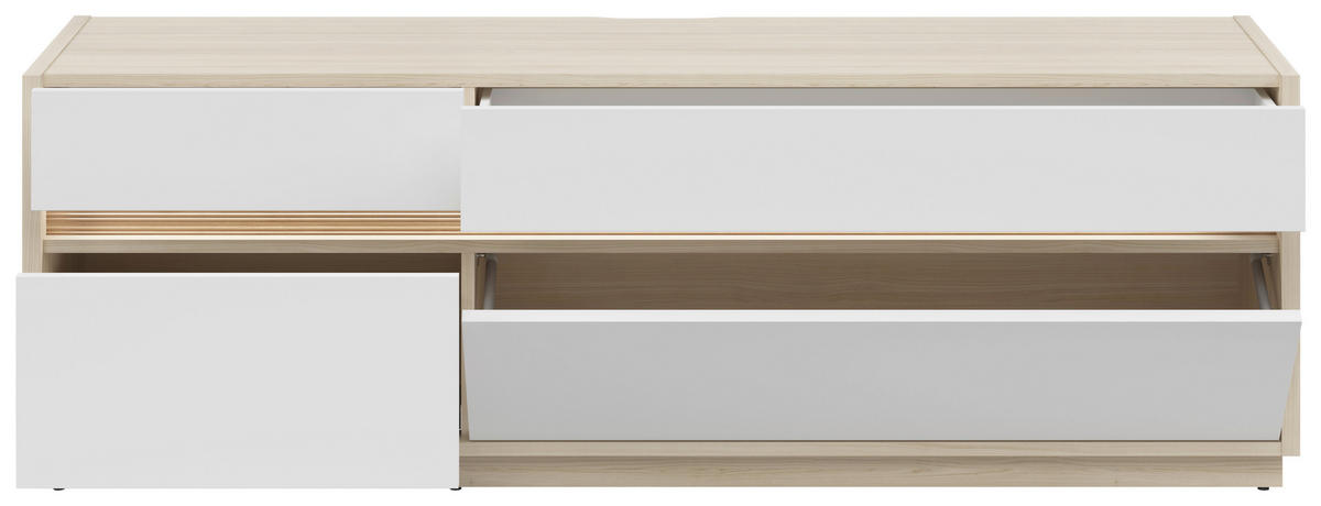 TV-ELEMENT Weiss, Eichefarben  173,5/58,2/42 cm  - Weiss/Eichefarben, Konventionell, Holzwerkstoff/Kunststoff (173,5/58,2/42cm) - Hom`in