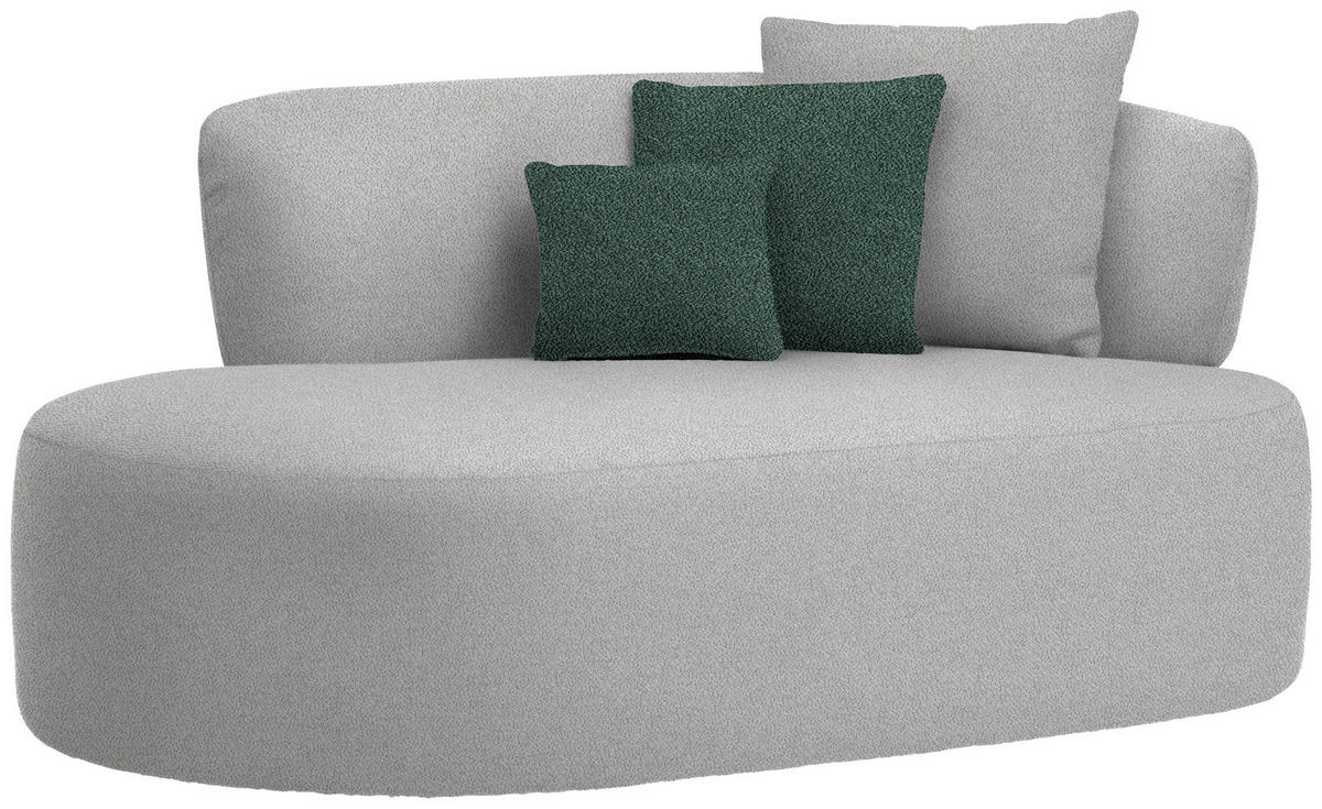 RÉCAMIERE  in Plüsch Grau, Dunkelgrün  - Dunkelgrün/Schwarz, MODERN, Kunststoff/Textil (166/86/105cm) - Hom`in