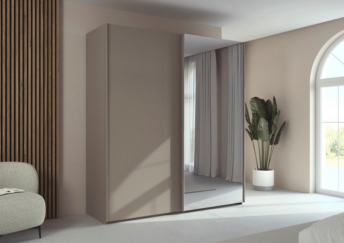 SCHWEBETÜRENSCHRANK 201/223/69 cm,  in Fango, 2 Tür(en)  - Fango, Basics, Glas/Holzwerkstoff (201/223/69cm) - Rauch Möbel