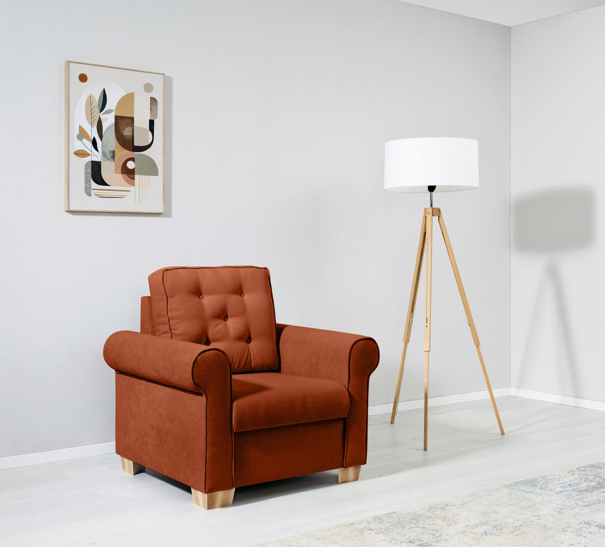 SESSEL in Terracotta  - Buchefarben/Terracotta, Design, Holz/Textil (93/89/82cm) - MID.YOU