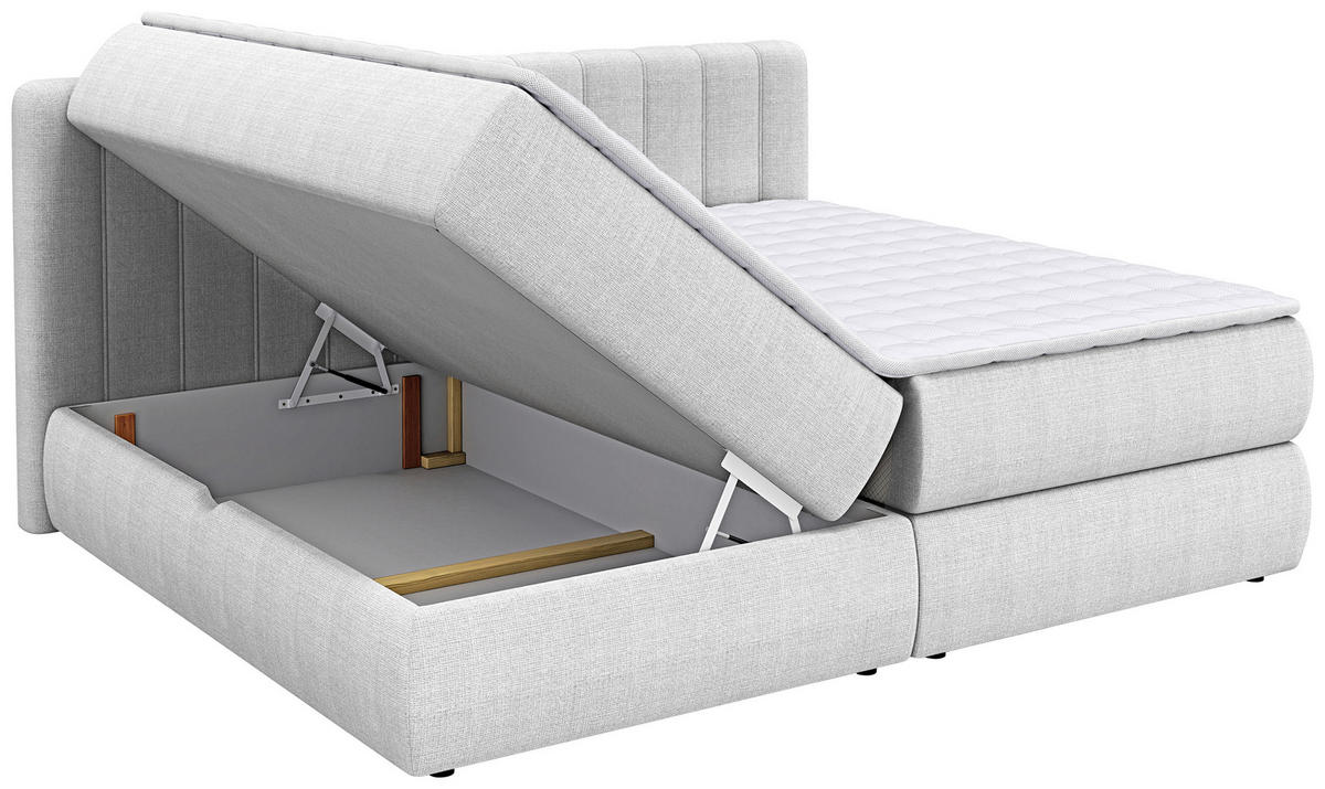 BOXSPRINGBETT 220/200 cm  Hellgrau  - Hellgrau/Schwarz, Design, Kunststoff/Textil (220/200cm) - Chameo