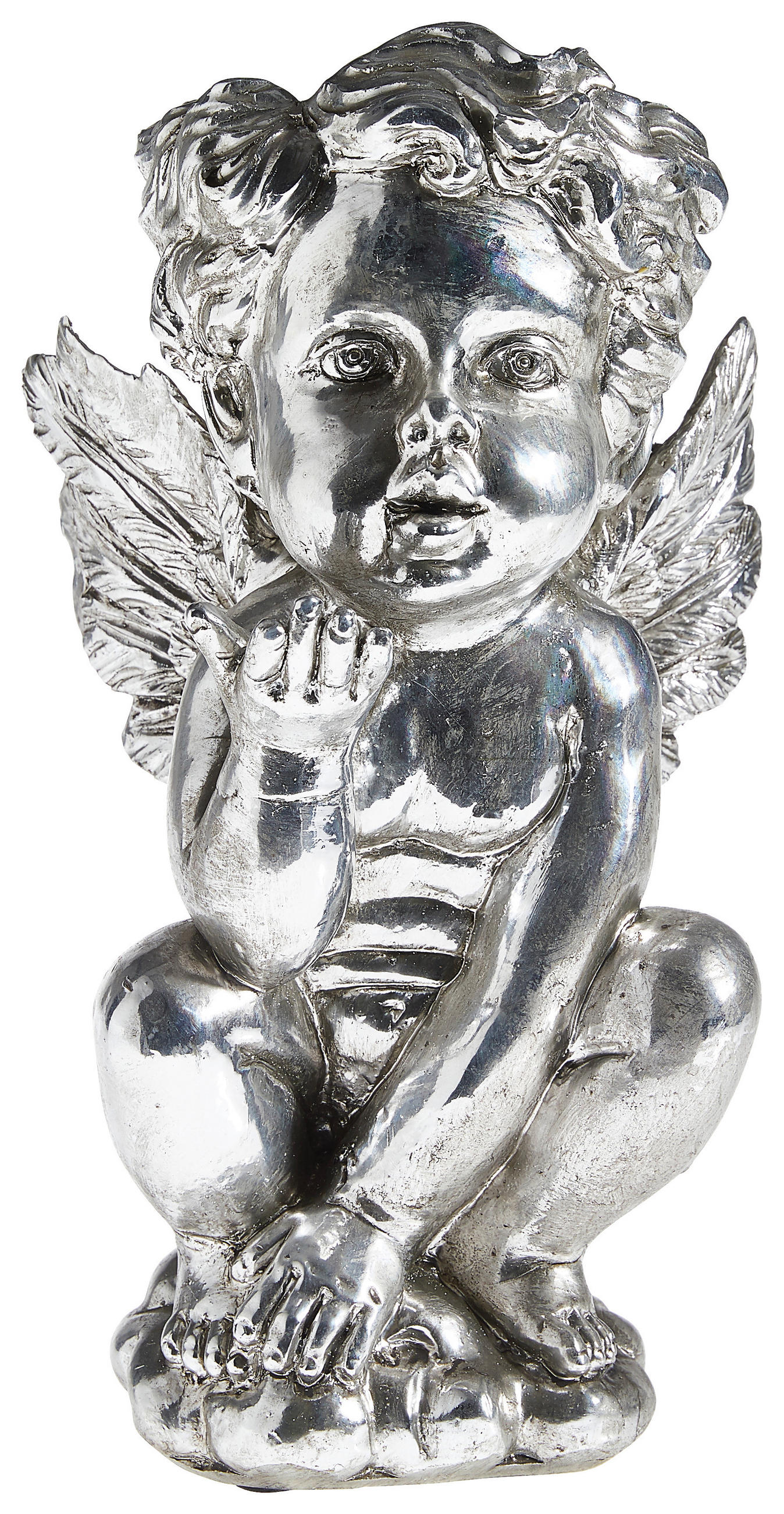 DEKOENGEL  - Silberfarben, Trend, Kunststoff (18/17/32cm) - X-Mas