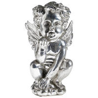 DEKOENGEL  - Silberfarben, Trend, Kunststoff (18/17/32cm) - X-Mas